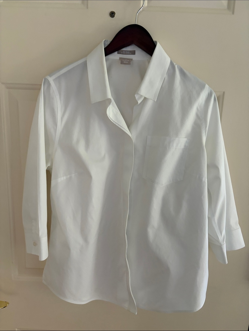 Chico's White Button-Front Pocket Blouse